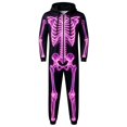 thumbnail image 5 of MEZZALL 1-Pack Adults Unisex Skeleton Print Hooded Onesie, Full Zip Halloween Skeleton Bodysuit, Matching Long Sleeve Jumpsuit, 5 of 6