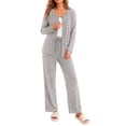 thumbnail image 5 of Weekease Two Piece Pajama Sets for Women V Neck Button up Tops Drawstring Pants Casual Lounge Set with Pockets, 5 of 8
