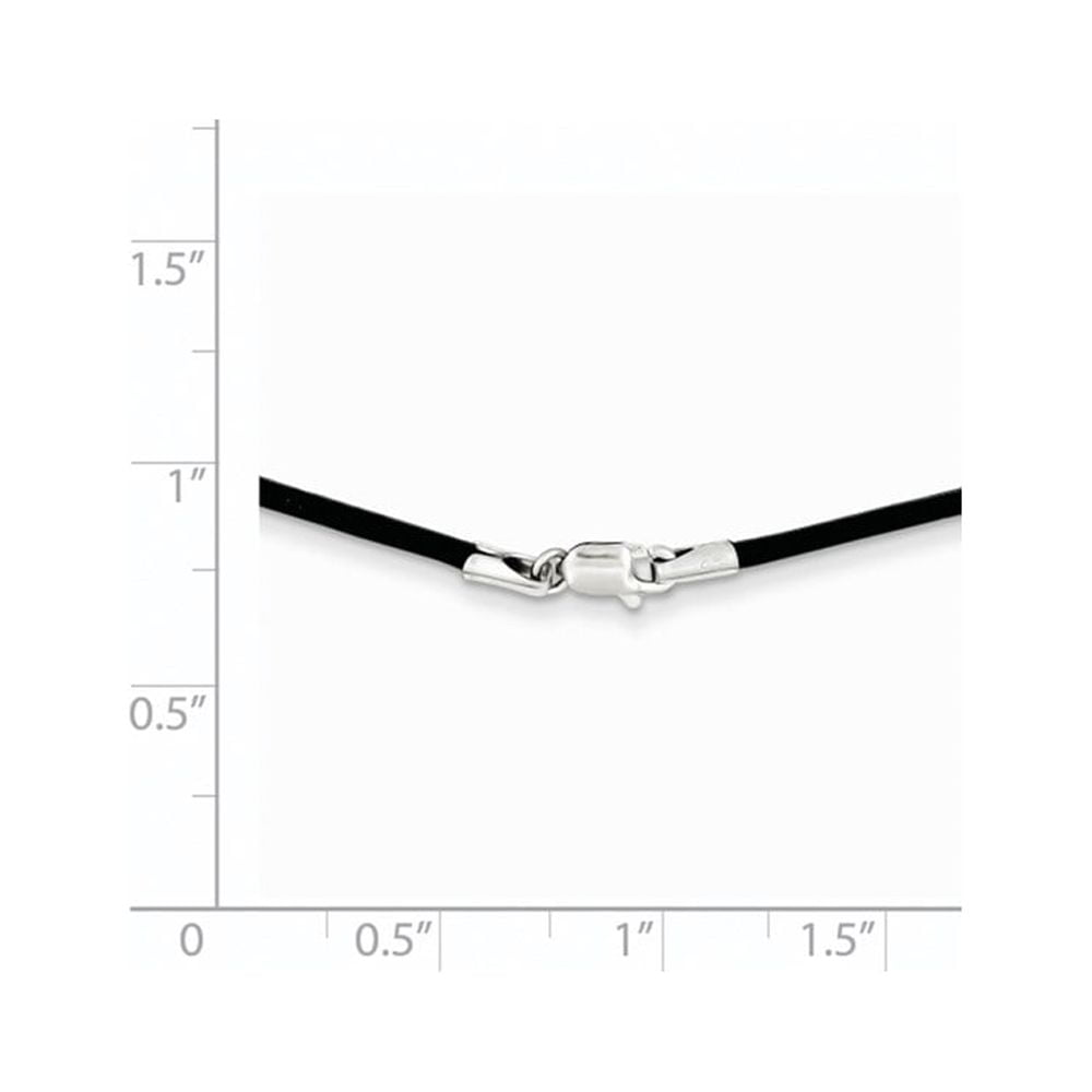 14K White Gold Cord & Leather Chain Necklace 1.5 mm Black 16 inch
