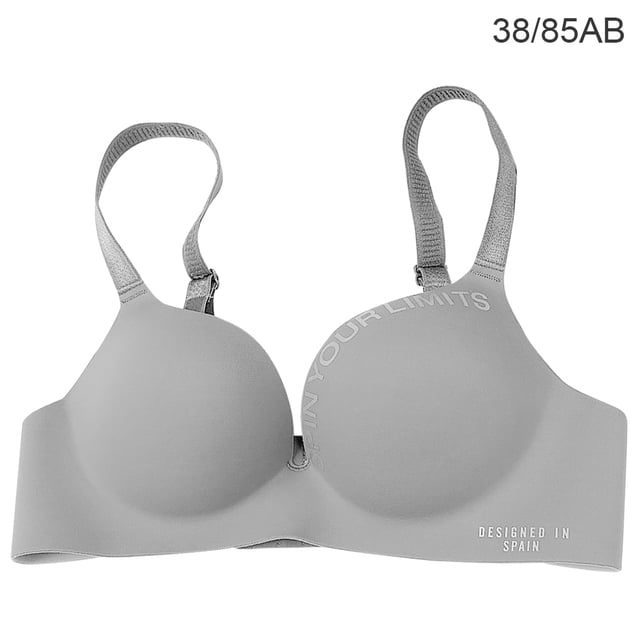 Sujetador sin costuras para mujer, ropa interior inalámbrica con letras, copa fina, sujetador Hacer subir para niñas, gris plateado, 38 / 85AB Scienceny AP001148-16B