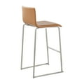 thumbnail image 4 of Mara Contemporary Barstool In Stainless Steel And Camel Faux Leather - Set Of 2, 4 of 7