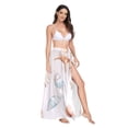 thumbnail image 2 of FORMRS Womens Long Sarong Beach Wrap Semi-Sheer Bikini Skirt Bathing Swimsuit Cover Up, Gray Seashell, 2 of 7
