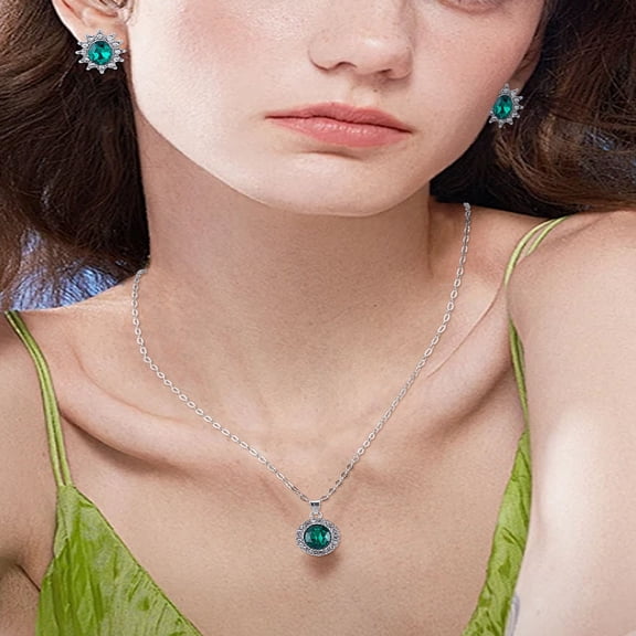 3Pcs Kate Middleton Style Jewelry Set Sunflower Cubic Zirconia Earrings Pendant Necklace Set Wedding Jewelry