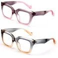 thumbnail image 2 of 2 Pairs Women Bold Oversized Large Reading Glasses Traperzoid Clear Lens Reader 2.75, 2 of 4