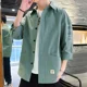 thumbnail image 3 of Camisa de hombre con gráfico de rayas azules para hombre, estilo casual coreano, hipster, de diseñador, con mangas XXL, abotonadas, de algodón Trendyol, 3 of 5