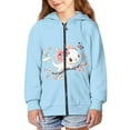 thumbnail image 3 of Chaqlin Peach Bolssom Axolotl Butterfly Kids Sporty Jacket Zip Up Hooded Long Sleeve with Pockets Lightweight Athletic Top Youth Size 14-16, 3 of 7