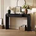 thumbnail image 2 of EUROCO 55" Entryway Table with Oval Top and 2 Drawers,Wood Console Table Sofa Table with Fluted Design for Living Room,Black, 2 of 8