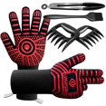 thumbnail image 1 of BBQ Gloves 1472°F Extreme Heat Resistant, 4 in 1 Grill Accessories with EN420/407 Certified Oven Mitts, 9" Grilling Tong, Grill Brush & BBQ Bear Claws for Men, Grill, Baking, Cooking,Welding, 1 of 7