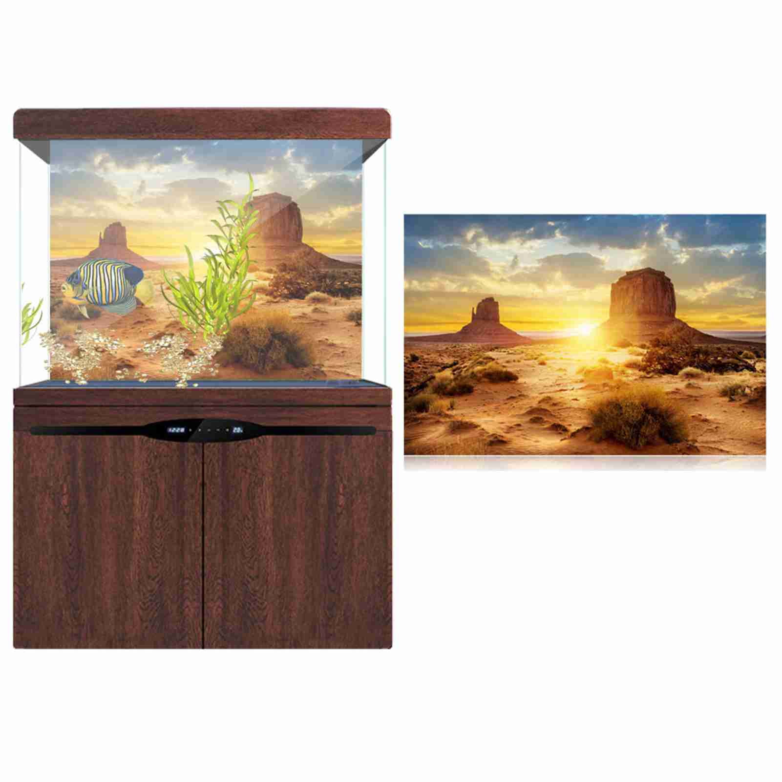 Aquarium Background Poster, Fish Tank Decor Paper, Fish Tank Poster Non-glare Waterproof Yellow PVC for Home Aquarium Outdoor Use Fish Tank