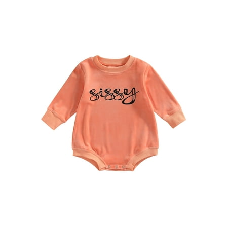 

jaweiw Infant Girls Boys Spring Romper Orange Letters Printing Long Sleeve Crew Neck Jumpsuit Size 0 6 12 18 24 Months