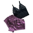 thumbnail image 2 of Leesechin Womens Nightgown Lace Satin Bra Camisole Sling Tops Shorts Nightwear Two Piece Set on Clearance, 2 of 6