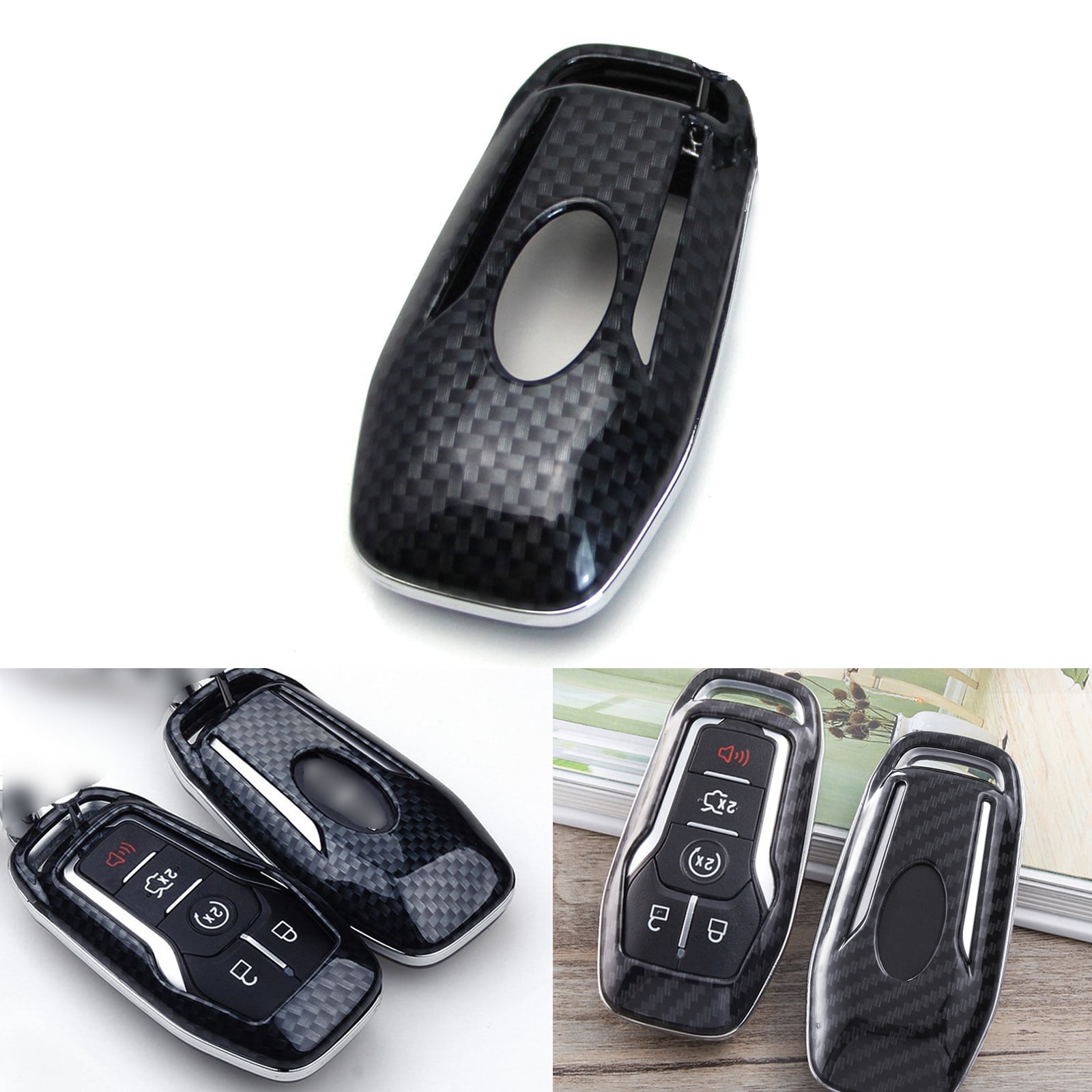4/5 Buttons Key Shell Case Fob Bag Box For Lincoln Ford Accessories Carbon Fiber 