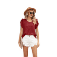 thumbnail image 2 of Women's Ruffled Round Neck Flutter Sleeve Blouse - Flowy Chiffon Peplum Top with Pleated Detail, 2 of 9