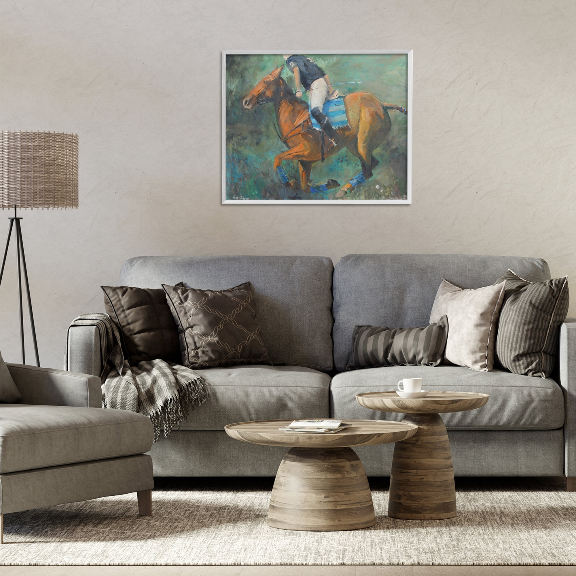 Stupell Industries Polo Rider in Dynamic Motion White Framed Giclee Art, design by Jadei Graphics