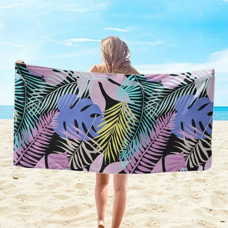 Harlier Large Palm Beach Towel 30 x 60 Soft Lightweight Thin Sand-Proof Absorbent Quick-Dry Great for Bath Camping Gym Travel Swimming Beach Blanket Tropic Style