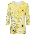 thumbnail image 5 of Teissuly Women's Loose And Casual Printed Round Neck 3/4 Sleeve T-shirt Top, 5 of 5