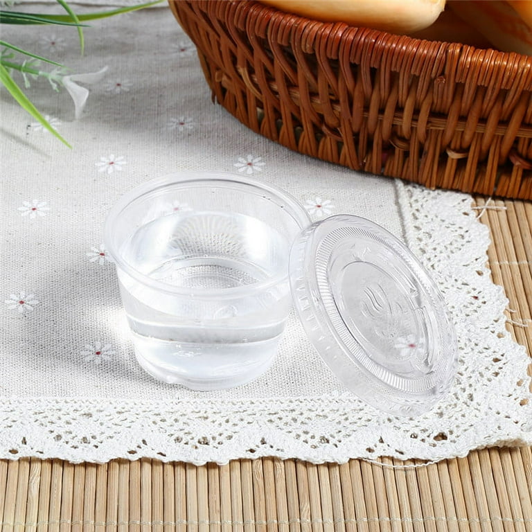 4 oz Disposable Cups with Lids, 50Pcs Plastic Clear Chutney Sauce Cups Food  Takeaway Hot Souffle Portion Container Cups