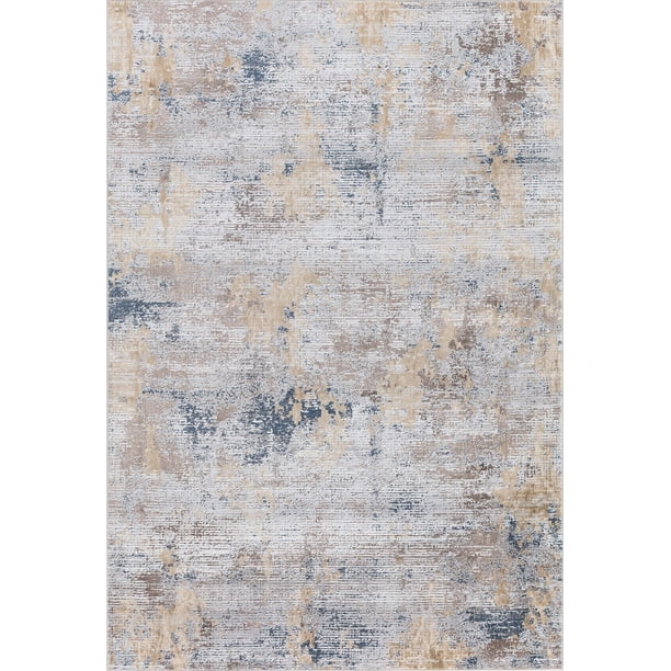 Hamilton Abstract Gold Viscose Polyester Area Rug 4 1 X6 Walmart Com Walmart Com