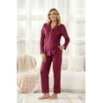 thumbnail image 3 of U2SKIIN Womens Button Down Pajama Set, Fleece Sleepwear Soft Warm Classic Lapels Cozy Lounge,(Burgundy,M), 3 of 5