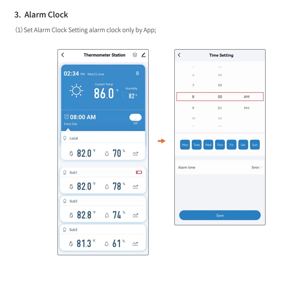 Weather station,Clock 3-day Weather Alarm Clock Function With Alarm Clock Weather Station Wifi Display App 3-day Weather Weather Lcd Display Eryue Wifi Lit Weather Dsfen Adben