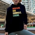 thumbnail image 2 of Husband. Dad. Cornhole Legend., Father's Day Bean Bag Toss Lawn Game Player Themed Gifts, Navy Blue Hooded Sweatshirt or Hoodie, Medium, 2 of 5