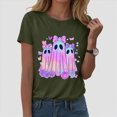 thumbnail image 2 of TOWED22 Halloween T Shirt Women Crew Neck Short Sleeve Awareness Ribbon T Shirts - Bow Ghost Graphic Print Loose Top Funny Fashion Clothes(AG,XXL), 2 of 5