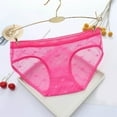 thumbnail image 6 of YDFCWXW Womens Low Waist Sheer Mesh Briefs Cute Seamless Panties for Women Underwear (Hot Pink, L), 6 of 9