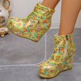 thumbnail image 5 of WSBDENLK Women's Colorful Ankle Boots with Side Zipper Plus-Size Comfortable Wedge Heel Ankle Boots, 5 of 9
