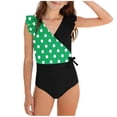 thumbnail image 3 of yoeyez Toddler Kids Swimsuit Girl Cute Ruffle Strap Bathing Suit Polka Dots One Piece Swimsuits Color Block Padded Tummy Control Swimwear 7-16Y, 3 of 7