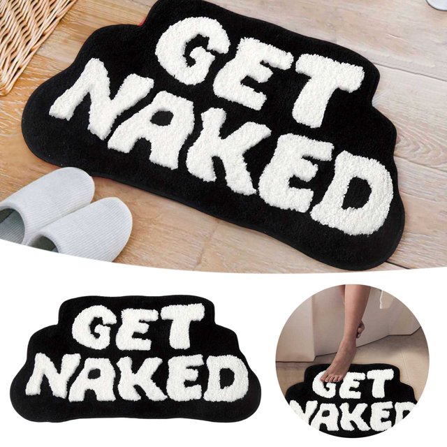 Faux Mat With Contrast Letter Patterns Non Slip Washable & Highly Absorbent For Bathroom Hallway & Bedroom