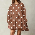 thumbnail image 2 of Fashion Deals 2023 Lindreshi Fall Dresses for Teens with Long Sleeves Women's Winter New Polka Style Dress V-Neck Bubble Sleeve Pleated Dress, 2 of 5