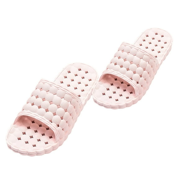 KALLORY 1 Pair Pink PVC Slippers for Women Bathing Anti-slip Breathable Home Shoes