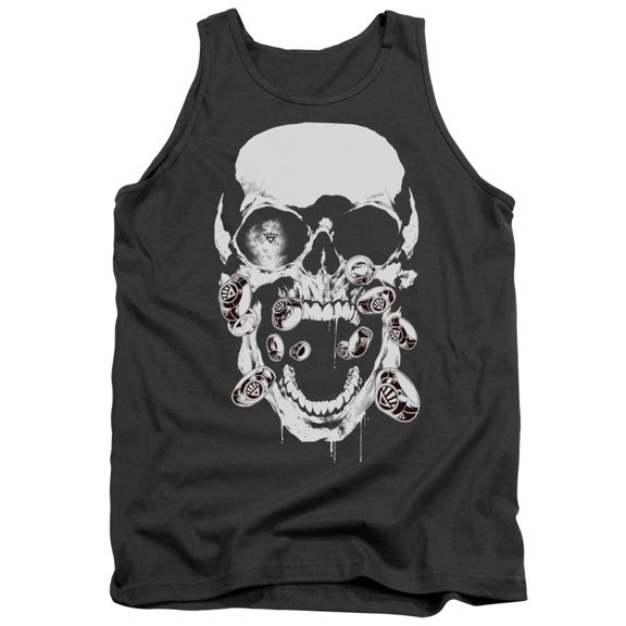 Green Lantern Black Lantern Skull Adult Tank Top Charcoal
