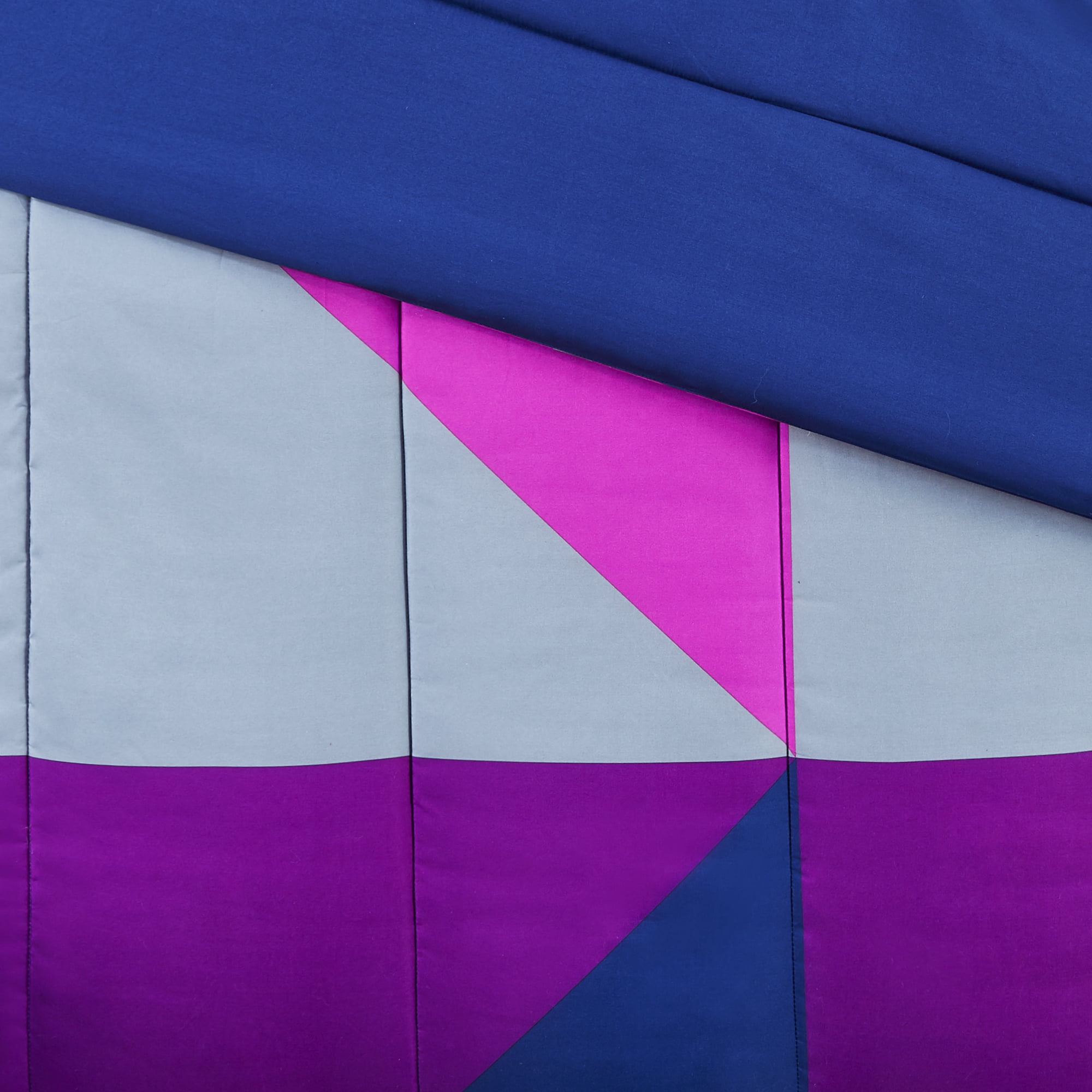 Mainstays Purple and Blue Geo 8 Piece Bed in a Bag Comforter Set With Sheets, Queen