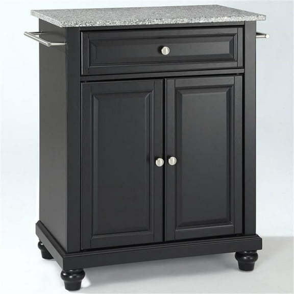 Pemberly Row Solid Granite Top Kitchen Island in Black