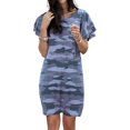 thumbnail image 3 of Vestido de mujer Camiseta larga con estampado de camuflaje Vestido suelto de manga corta, Azul, 5XL Noticed AP002154-40, 3 of 6