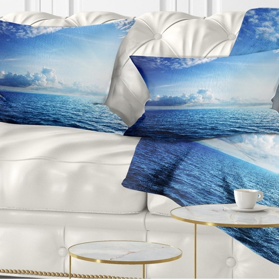 Design Art Designart Blue Caribbean Sea And Perfect Blue Sky Seascape Throw Pillow Walmart Com Walmart Com