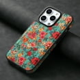 thumbnail image 5 of for iPhone 16 Plus Back Case, PU Leather Vintage Flower Pattern for Girls Lightweight Drop Protective Ultra Slim Support Magnetic Car Mount Magsafe Case Cover for iPhone 16 Plus, Blue, 5 of 5