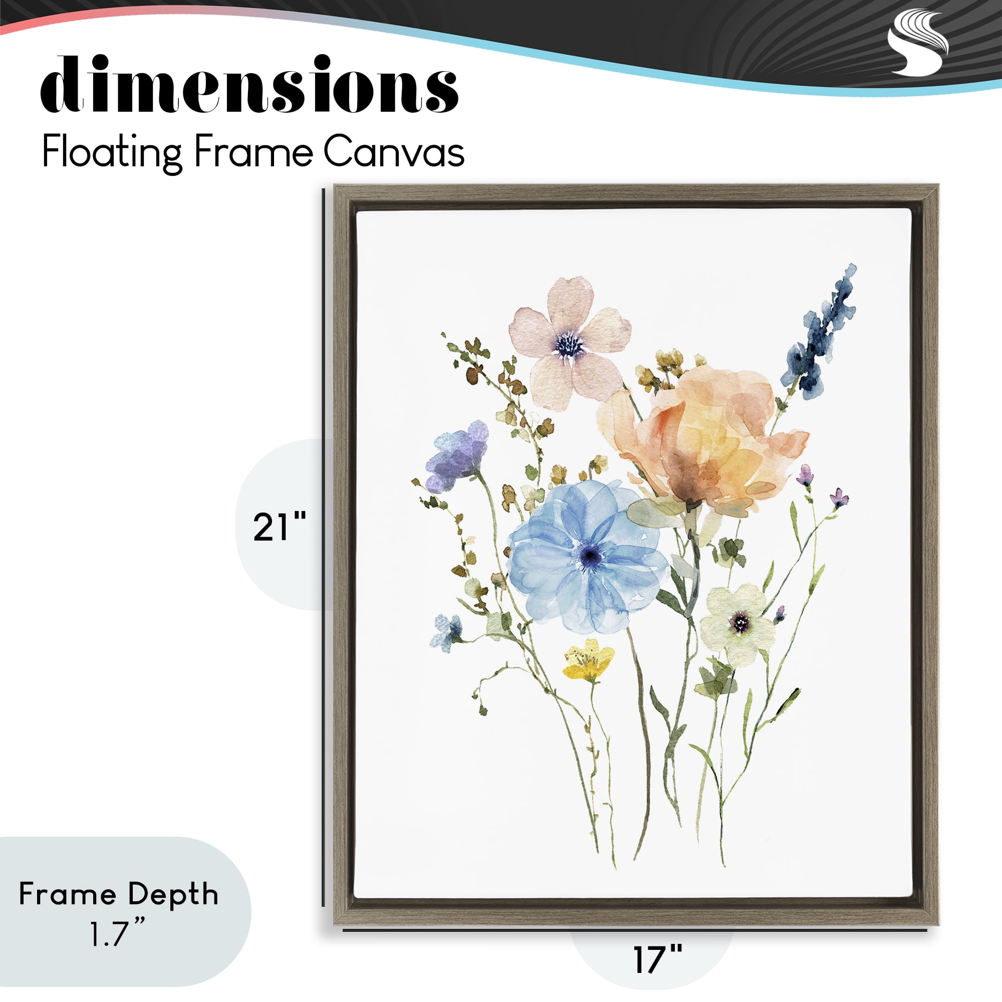 Stupell Industries Wildflower Sprig Bundle Brown Framed Floater Canvas Wall Art, design by Livi Finn