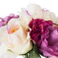 thumbnail image 3 of Enova Home Artificial Flowers Mixed Silk Roses and Hydrangea Fake Flowers Arrangement in Round Glass Vase with Faux Water for Home Office Wedding Decoration (Cream Purple), 3 of 3