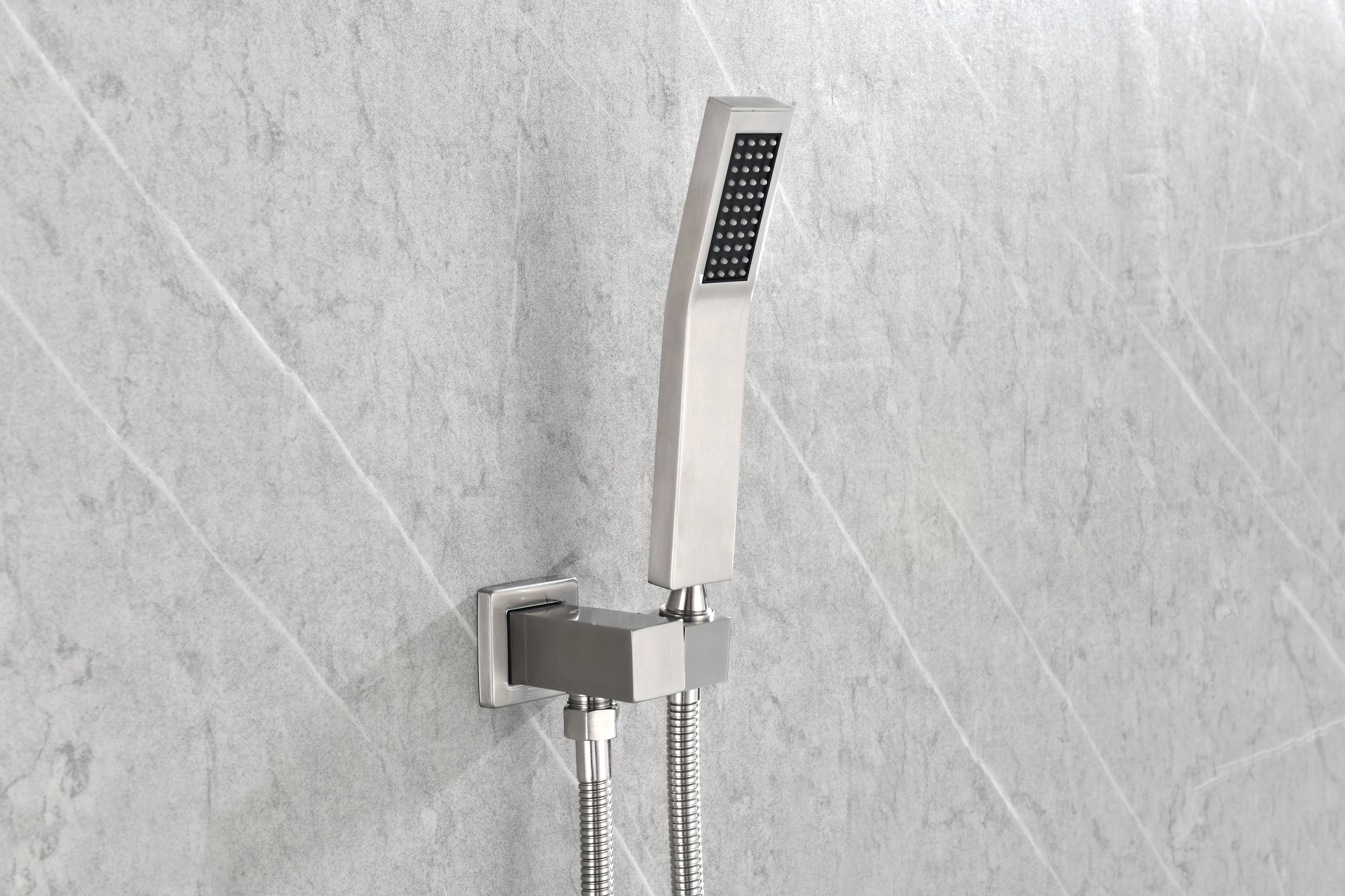 12 Inch Square Rain Shower Head with Handheld Showerhead (Without control valve)