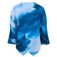 thumbnail image 3 of Gibobby Blusas Holgada Tops Vintage con estampado de y dobladillo Irregular con cuello en V suelto informal de manga larga para mujer（Azul， M), 3 of 4