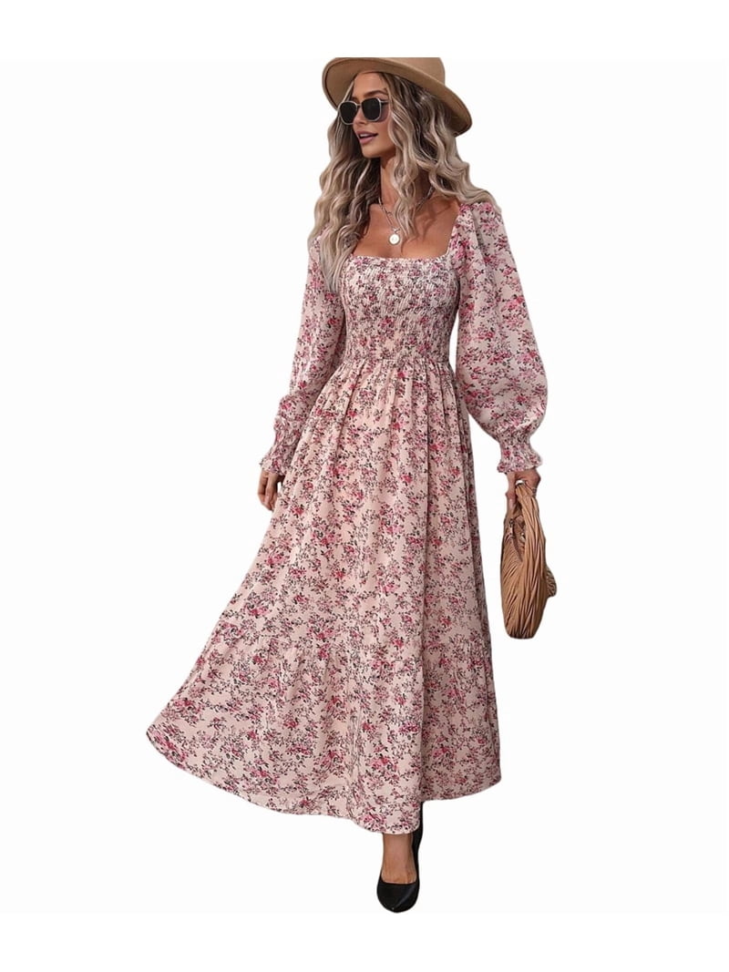 pink flowy dress long sleeve Spazoro Girls Boho Midi Dress, Long Sleeve Eyelet Ruffled Hem Casual Cotton Licen Flowy A-Line Dress Pink Size 10, Girl's