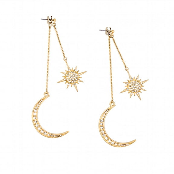 DESIGNICE Sun Moon Celestial Earrings Rhinestone Mystical Drop Earrings for Women Jewelry Gold Vintage Statement Long Earrings