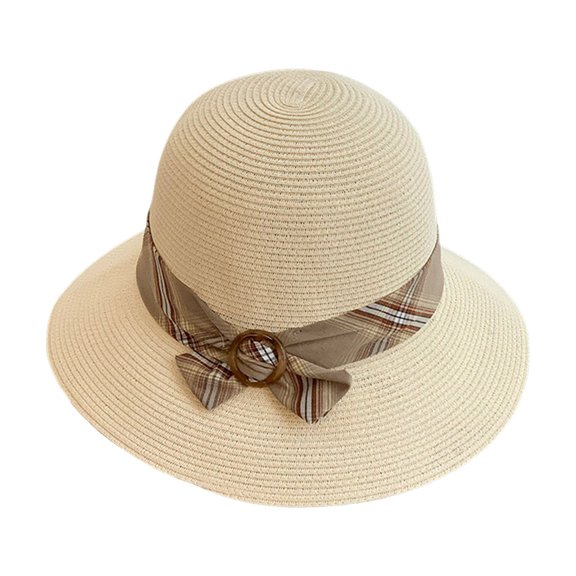 OJSFQUFP Women Beach Hat Summer Straw Sun Hat Fashion Wide Brim Straw Sun Hat