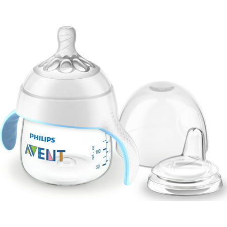 Philips Avent Natural Trainer Sippy Cup with Fast Flow Nipple and Soft Spout, Clear, 5oz, 1pk,
