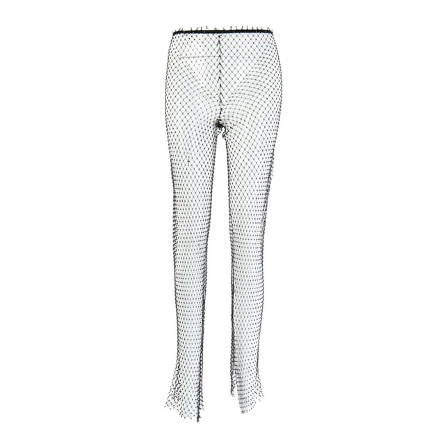 Pantalones de malla para mujer, mallas recortadas La ahueca hacia fuera la ropa de playa brillante para Negro Zulema Pantalones de rejilla