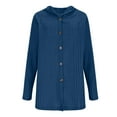 thumbnail image 5 of Lenpel Women's Hooded Cardigan Sweaters Casual Longs Sleeve V Neck Button down Ribbed Knit Jackets Casual Outwear Coats(Blue,X-Large), 5 of 6