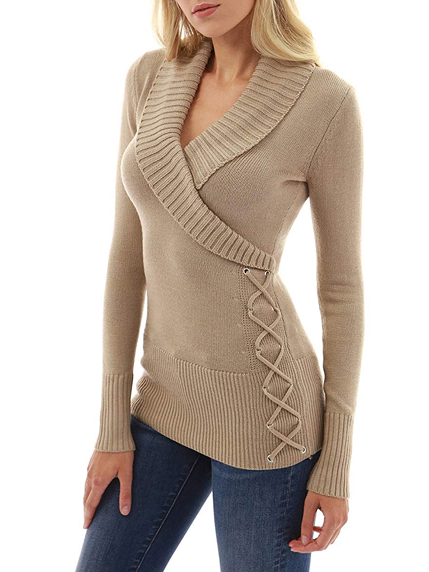 wrap v neck sweater