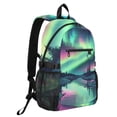 thumbnail image 2 of JIALIOU 14" Laptop Backpack Waterproof Airline Approved Stylish Casual Daypack for Travel Business College Work, Snow Aurora, 2 of 8